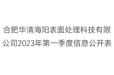合肥华清海阳表面处理科技有限公司2023年第一季度信息公开表